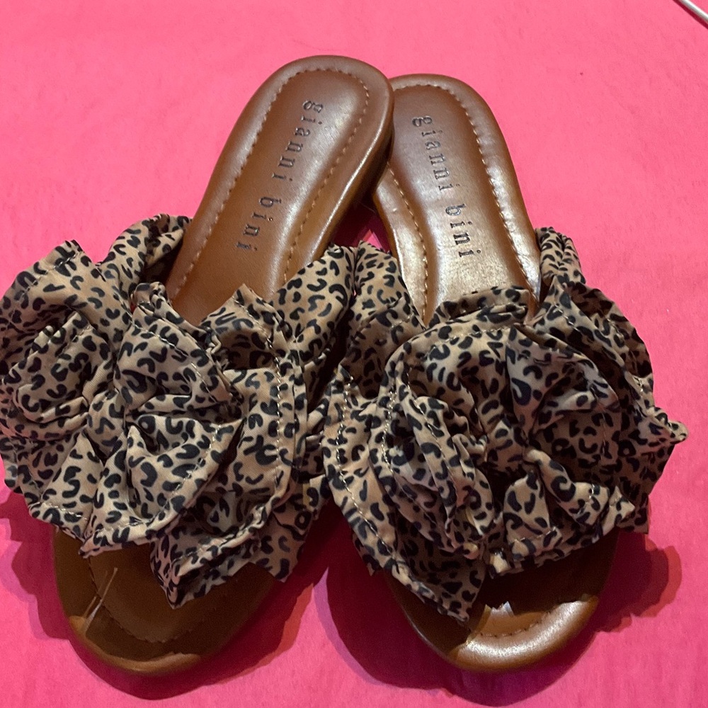 Gianni Bini Animal Print Ruffle Sandals
